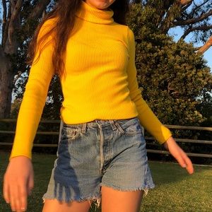 rubber yellow sweater turtle neck vintage